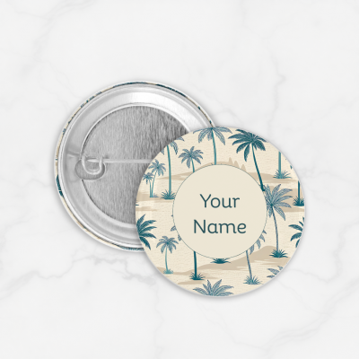 Custom Nama Pin Button Motif Summer Pattern Size 37mm 58mm 75mm